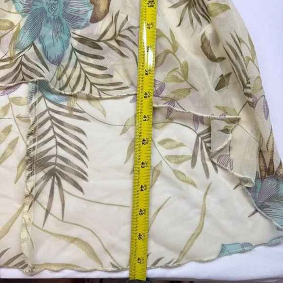 Y2K Floral Midi Dress Beaded Sz M / S Drape Cowl Babydoll Cottage Fairy READ - Picture 13 of 16